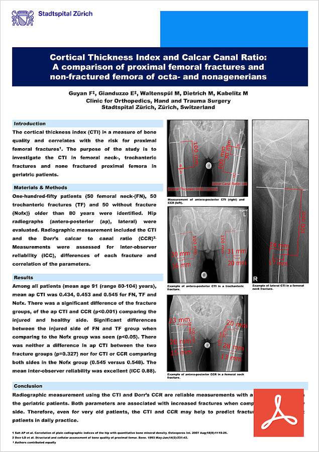 Poster OGD 2023 - Cortical Thickness Index and Calcar Canal Ratio: A comparison of proximal femoral fractures and non-fractured femora of octa- and nonagenerians