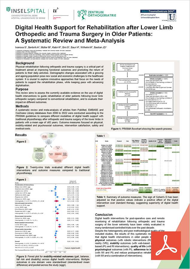 Poster OGD 2023 - Digital Health Support for Rehabilitation after Lower Limb Orthopedic and Trauma Surgery in Older Patients: A Systematic Review and Meta-Analysis